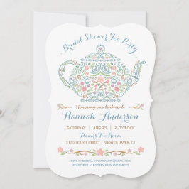 Elegant Teapot Bridal Shower Invitation Kaart