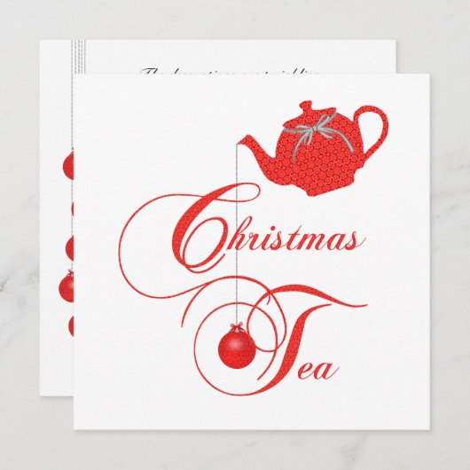 Elegant Teapot kerst Tea Party Uitnodiging (Voorkant / Achterkant)
