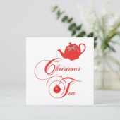Elegant Teapot kerst Tea Party Uitnodiging (Staand voorkant)
