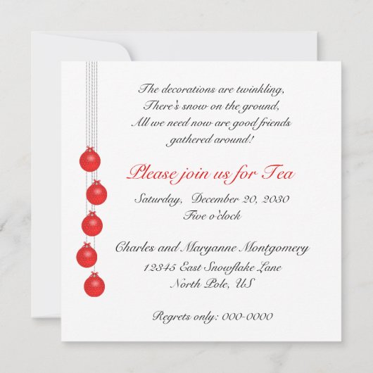 Elegant Teapot kerst Tea Party Uitnodiging (Achterkant)