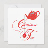 Elegant Teapot kerst Tea Party Uitnodiging (Voorkant)