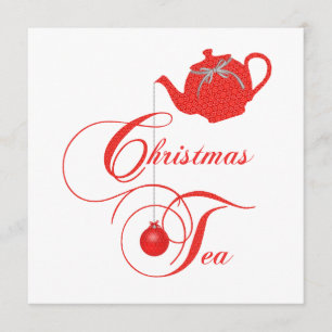 Elegant Teapot kerst Tea Party Uitnodiging