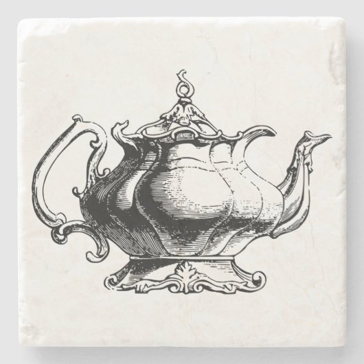 Elegant  Teapot Stenen Onderzetter (Voorkant)