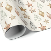 Elegant Teardrop Ornament Minimal Christmas Cadeaupapier (Rol Hoek)