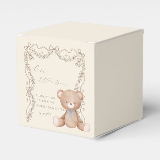 Elegant Teddy Bear Baby Shower Bedankdoosjes (Voorkant Zijde)