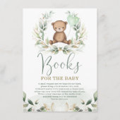 Elegant Teddy Bear Greenery Gold Books voor Baby Informatiekaartje (Voorkant)