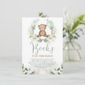 Elegant Teddy Bear Greenery Gold Books voor Baby Informatiekaartje (Staand voorkant)