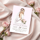 Elegant teder roze bruid-to-be Vrijgezellenfeest Kaart