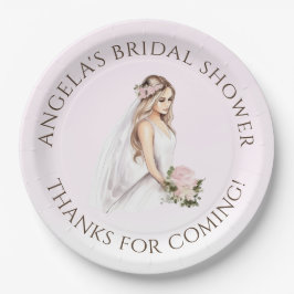 Elegant teder roze bruid-to-be Vrijgezellenfeest Papieren Bordje