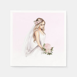 Elegant teder roze bruid-to-be Vrijgezellenfeest Servet