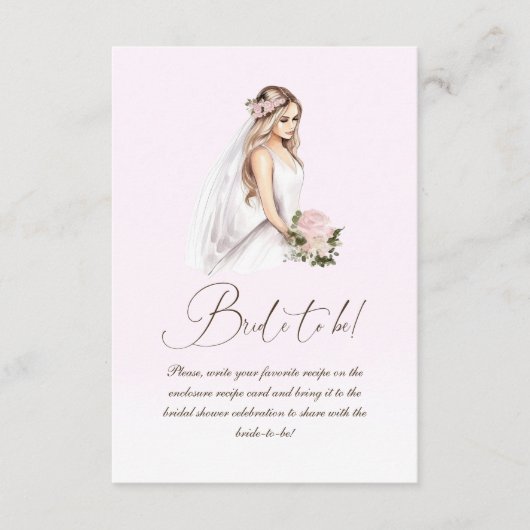 Elegant Teder Roze Bruidsborrel Recept  Informatiekaartje (Voorkant)