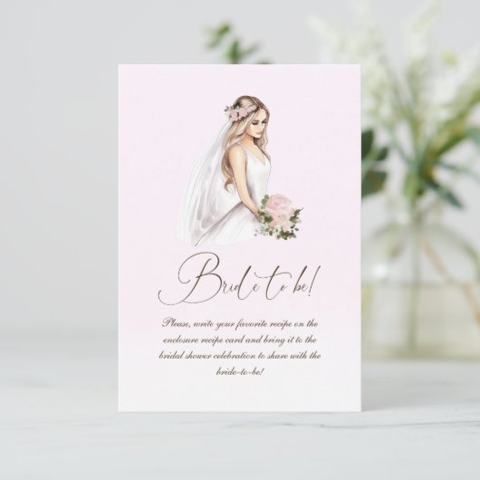 Elegant Teder Roze Bruidsborrel Recept  Informatiekaartje (Staand voorkant)