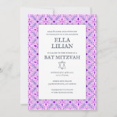 Elegant Tegel Pattern Custom B'nai Bat Bar Mitzvah Kaart (Voorkant)