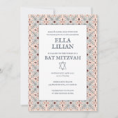 Elegant Tegel Pattern Custom B'nai Bat Bar Mitzvah Kaart (Voorkant)