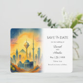 Elegant Teheran Iran Save the Date Wedding Kaart (Staand voorkant)