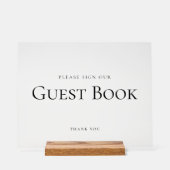 Elegant TEKEN ONS GASTENBOEK Trouwbord Zwart Acryl Bord (Voorkant)