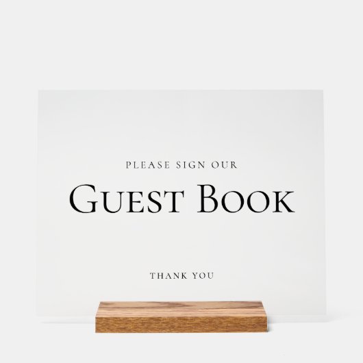 Elegant TEKEN ONS GASTENBOEK Trouwbord Zwart Acryl Bord (Voorkant)