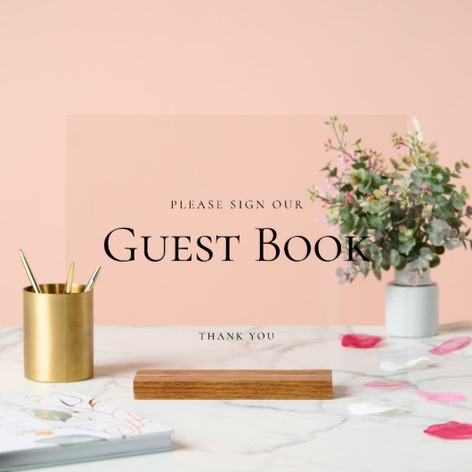 Elegant TEKEN ONS GASTENBOEK Trouwbord Zwart Acryl Bord (Huwelijk)