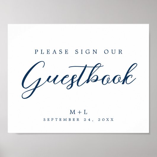 Elegant teken onze gastenboek bruiloft signage poster (Voorkant)