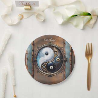 Elegant teken van yin yang papieren bordje