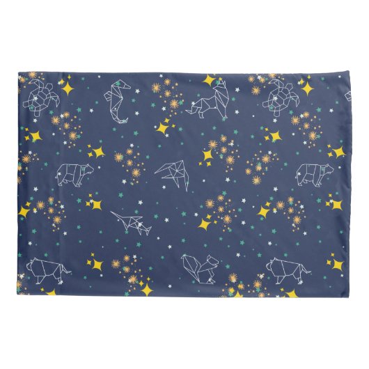 Elegant tekendieren blauw hemelpatroon kinder kussensloop (Achterkant)