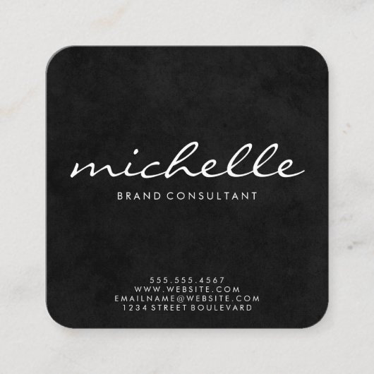 Elegant tekst voor cursief textuur vierkante visitekaartje (Voorkant)