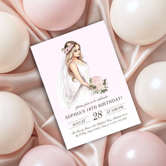 Elegant Tender Pink Prinses 18e verjaardag Kaart