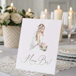 Elegant Tender Roze Vrijgezellenfeest Mimosa Bar Reclamebord Met Voetstuk