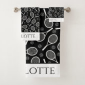 Elegant Tennis Ball Racket Pattern Stijlvol zwart Bad Handdoek (Insitu)