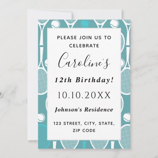 Elegant Tennis Rackets & Balls Sport Thema Kaart (Voorkant)