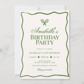 Elegant Tennis Thema Kind of Verjaardagsfeest voor Kaart (Voorkant)