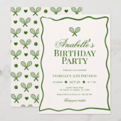 Elegant Tennis Thema Kind of Verjaardagsfeest voor Kaart (Voorkant / Achterkant)