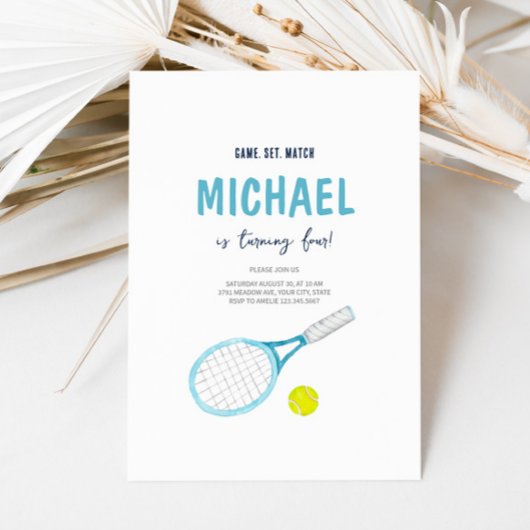 Elegant Tennis Verjaardag uitnodiging