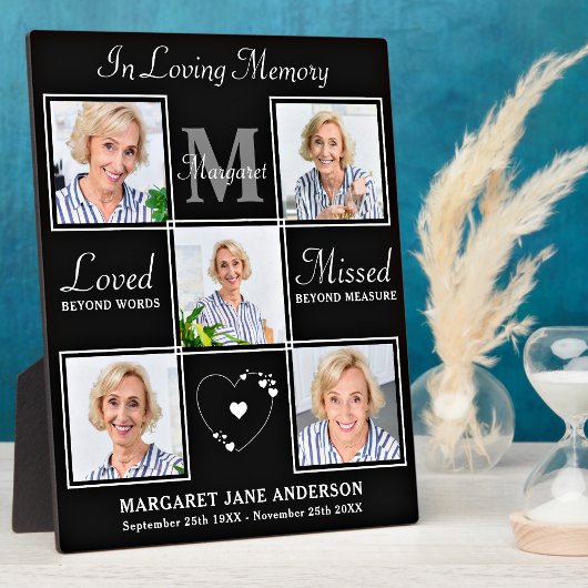 Elegant Ter Herinnering 5 Foto Collage Herdenking Fotoplaat