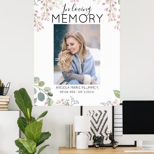 Elegant Ter Herinnering | Fotobegrafenis Poster (Thuiskantoor)