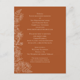 Elegant Terra Cotta Floral Wedding Details Informatiekaartje