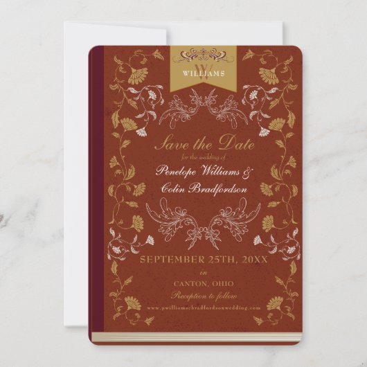Elegant Terra Cotta Gold Wedding Save the Date Kaart (Voorkant)