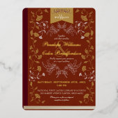 Elegant Terra Cotta Goud Bloemen Boek Hoesje Bruil Folie Uitnodiging (Voorkant)