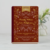 Elegant Terra Cotta Goud Bloemen Boek Hoesje Bruil Folie Uitnodiging (Staand Voorkant)