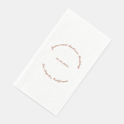 Elegant terracotta aangepaste scriptnaam datum bru servet (Hoek)