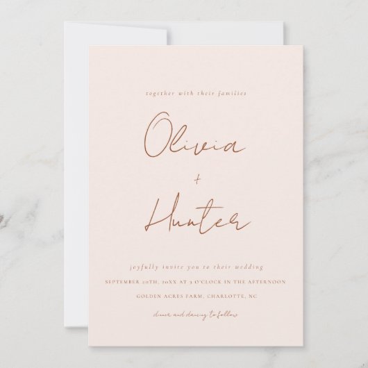 Elegant Terracotta All in One Wedding Invitation Kaart (Voorkant)