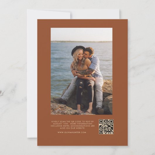 Elegant Terracotta All in One Wedding Invitation Kaart (Achterkant)