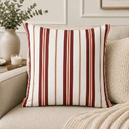 Elegant Terracotta+Beige+Wit Strepenpatroon Kussen