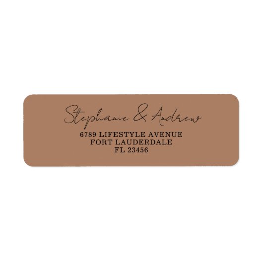 Elegant Terracotta & Black Wedding Label (Voorkant)