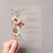 Elegant Terracotta Bloemen Boho Fall Bruiloft Acryl Uitnodigingen (Insitu (Draagbaar))