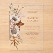 Elegant Terracotta Bloemen Boho Fall Bruiloft Acryl Uitnodigingen (Voorkant)