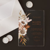 Elegant Terracotta Bloemen Boho Fall Bruiloft Acryl Uitnodigingen