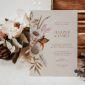 Elegant Terracotta Bloemen Boho Fall Bruiloft Kaart