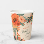 Elegant Terracotta Bloemen Vrijgezellenfeest Papieren Bekers (Achterkant)