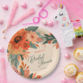 Elegant Terracotta Bloemen Vrijgezellenfeest Papieren Bordje (Feest)